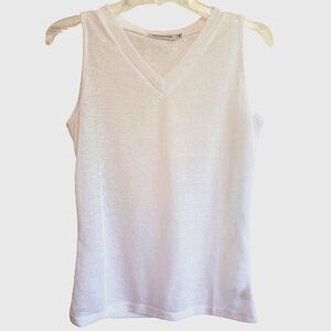 MISSLOOK womens white see-thru V-neck sleeveless shirt size medium